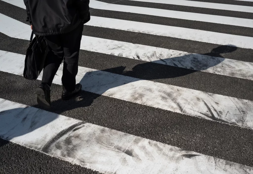 Urban landscape of city with pedestrian crossing